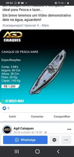 Caiaque pesca e lazer, mod. (xará)