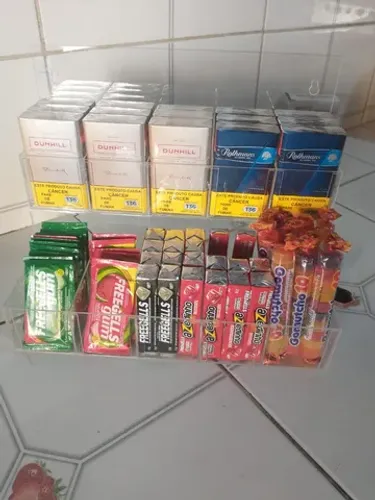 Expositor em acrílico para Drops, balas, Chicletes e Cigarros