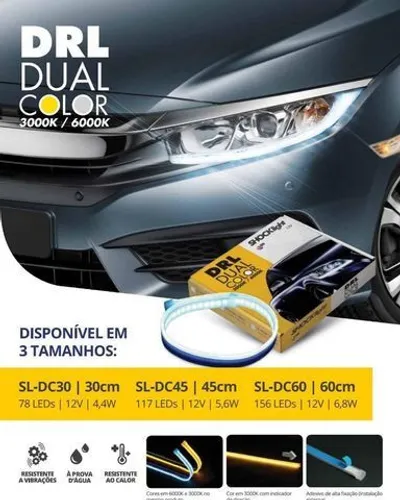 Fita Led Drl Dual Color Universal Pisca Para Farol - 45cm