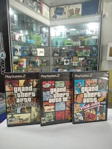 Raridade Box Com 03 jogos originais GTA para Playstation 2