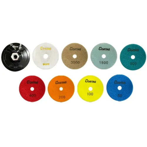 Jogo de Lixa Diamantada Brilho D?água com Velcro Multigrãos + Buff + Suporte de Fixação 10