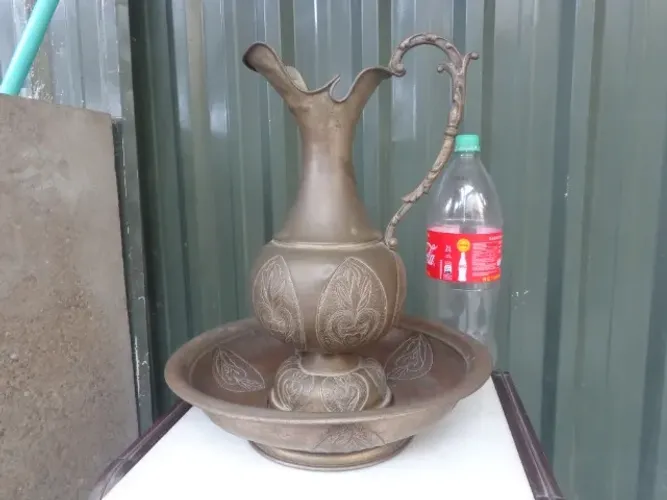 Gomil Anfora Bacia Jarra Antiga Grande Em Metal