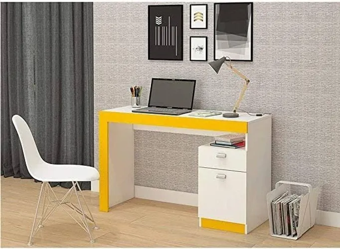 Escrivaninha Melissa Branco/Amarelo Permobili - Frete Grátis - Receba Hoje