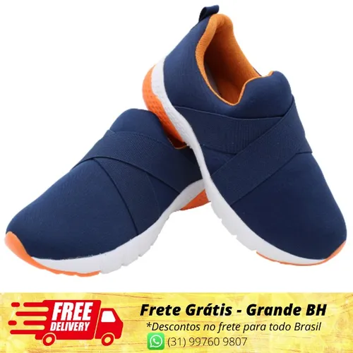 Tênis Infantil Escolar Gibizinho S/ Cadarço Azul Meninos