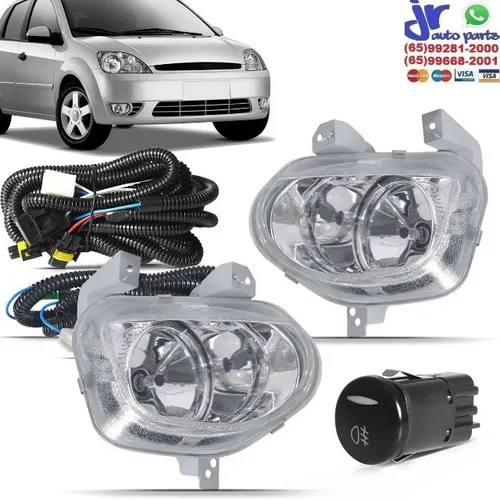 Kit Farol de Milha Fiesta Hatch Sedan 2003 2004 2005 2006 2007 Auxiliar Neblina