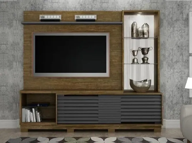 Home Theater Ravena 65? Ipe/Grafite Até 12x - Frete Grátis 