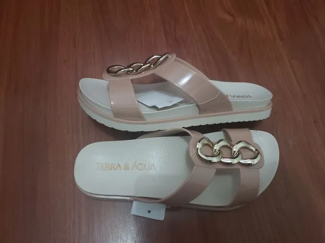 chinelo birken terra e água confort rose com corrente - entrego 