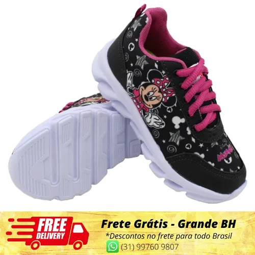 Tênis Infantil Led Meninas Feminino Kid Star Minnie Luzinha