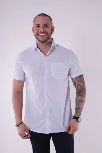 Camisa Social Manga Curta Algodão Premium 
