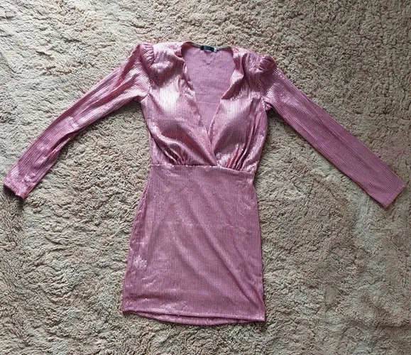 Vestido de festa - rosa -paete