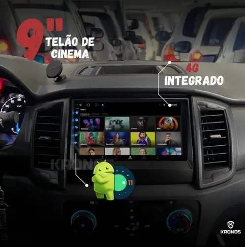 Multimídia Ford Ranger 2015 9'' - TVD - Kronos K8195BS
