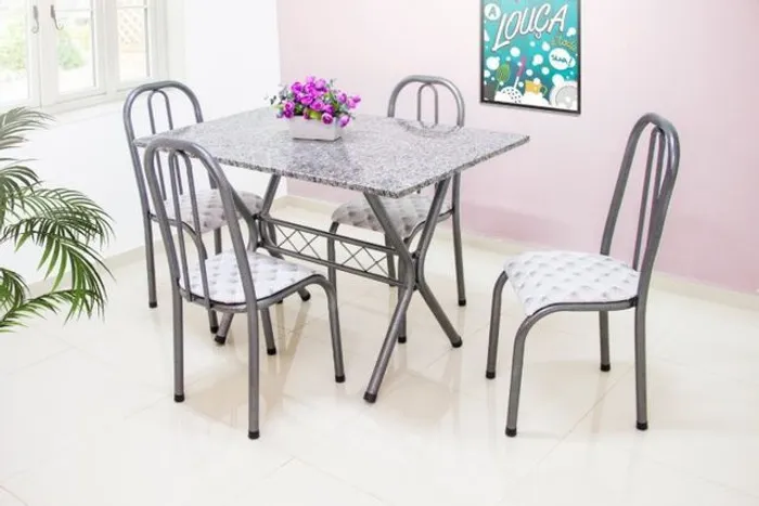 Onix mesa de jantar Granito 1,20m conjunto 04 cadeiras Turquia = Pronta entrega!