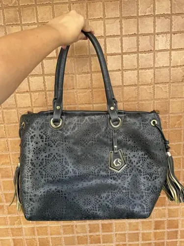 Bolsa couro Carmen Steffens preta