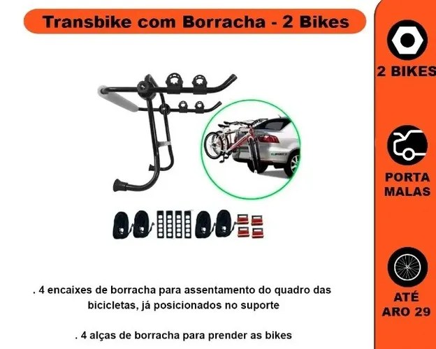 Suporte Transbike 02 Bicicletas P/ Porta Malas - Sedan e Hatch