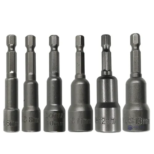 Kit de Soquetes Sextavado Magnético para Parafusadeira 1/4'' 6 a 13mm 6 Peças Lotus 17145