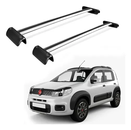 Rack Travessa Alumínio Larga de Teto - Fiat Uno Way 2011 - Preto / Prata