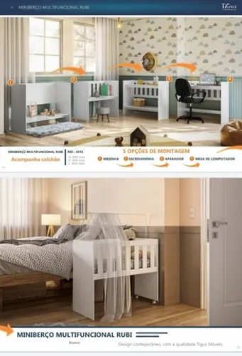 Miniberco Multifuncional 5x1 Rubi Branco - Frete Grátis - 10x S/ Juros - Receba Hoje