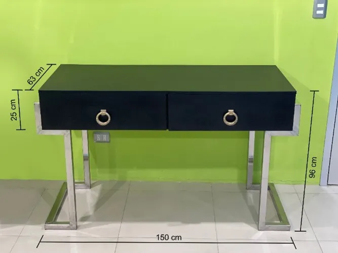 Aparador Estante Preta De Aço Inox + Puxador Dourado