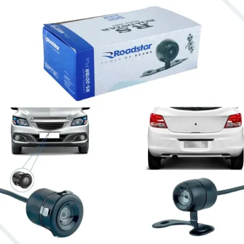 Câmera de Ré Borboleta 2x1 - Automotivo Frontal - Rs201br - Rs Roadstar 