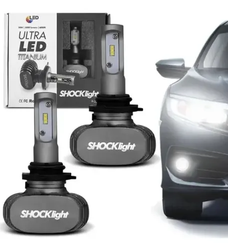 Par de Lâmpadas Ultra Led Titanium HB4 (9006) - 50W 6000K 5000 Lumens - ShockLight