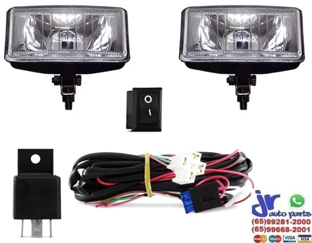 Kit Farol Milha Retangular Universal Auxiliar Neblina 