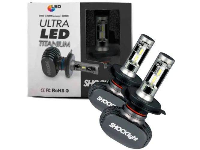 Kit Lâmpada Ultra Led Titanium 10000 Lumens H1 H3 H7 H8 H11 H13 H16 H27 HB3 HB4 Shocklight