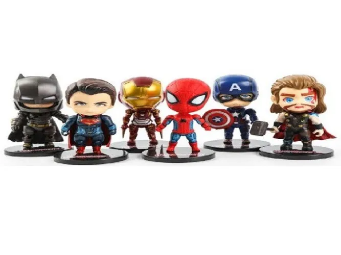 01 Kit c/ 06 Bonecos: Liga da Justiça Vingadores Avengers