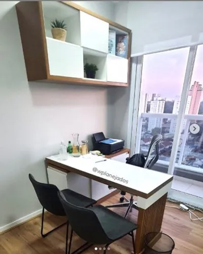 Mesa em L com pé Ripado - Consultórios e Escritórios