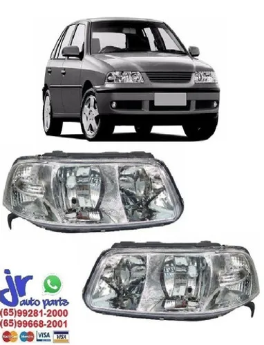 Par Farol Gol G3 1999 2000 2001 2002 2003 2004 2005 Máscara Cromada Foco Duplo