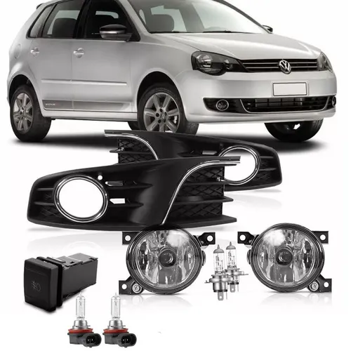 Kit Farol Milha Neblina Moldura Cromada Polo 2012 2013 2014