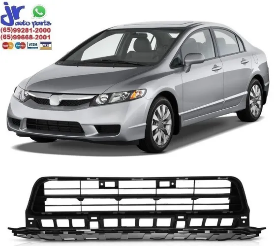 Grade Inferior Central Parachoque New Civic 2009 2010 2011 Preta