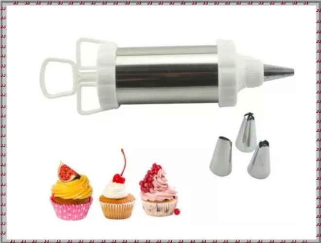 Kit confeiteiro decorador - Espátula de Bolo Cupcake e 4 Bicos