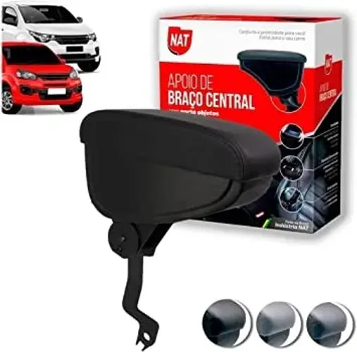 Apoio de Braço Fiat Mobi / Uno 2011 à 2020 - Preto C/ Linha Prata - N200718