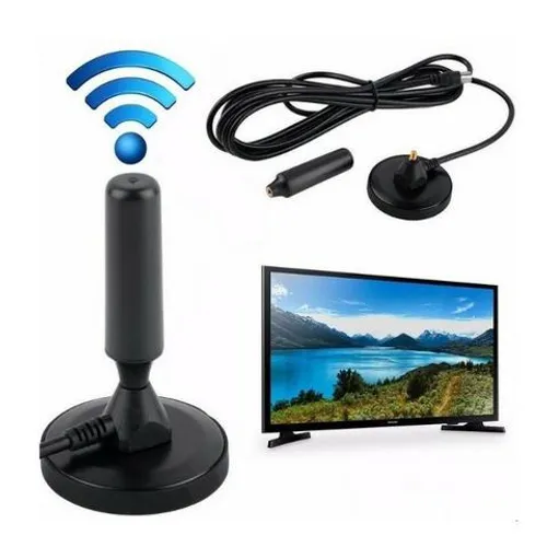 Antena Tv Digital Hdtv 3,5 Dbi Interna E Externa Com Cabo de 3 Metros