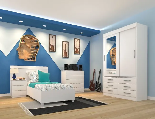 Quarto roupeiro solteiro com espelho 