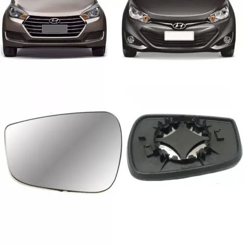 Lente Retrovisor Hyundai HB20 2013 à 2019 - Esquerdo - Lente C/ Placa - Metagal