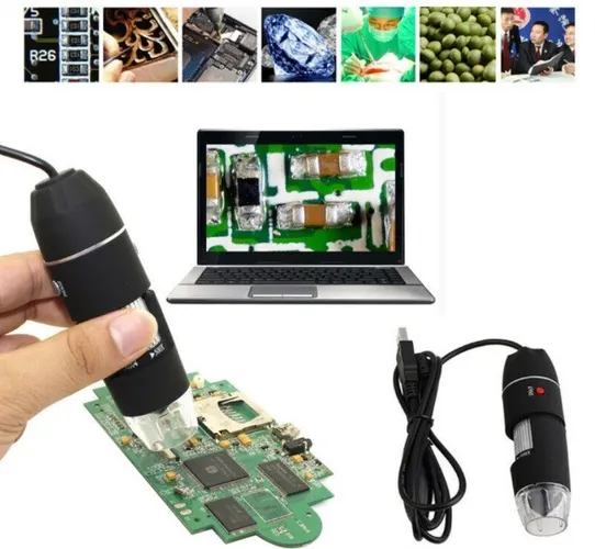 Microscópio Digital Usb Zoom 1600 Luz Led Camera 2.0 Mp Foto, Arduino Automação COD-AP69
