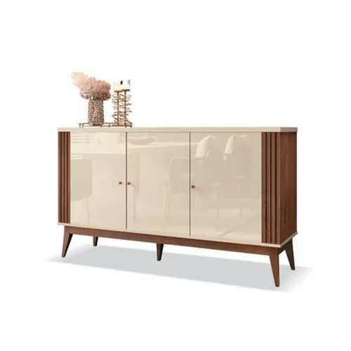 Buffet Aparador 3 portas Ripado Argo Off White/Naturale **novo na caixa**