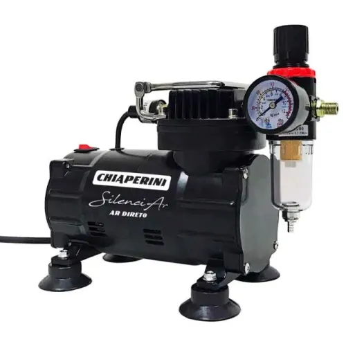 Motocompressor Chiaperini C/Manômetro P/Aerógrafo Silencioso 220V