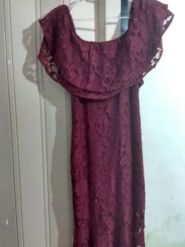 Vestido longo renda marsala