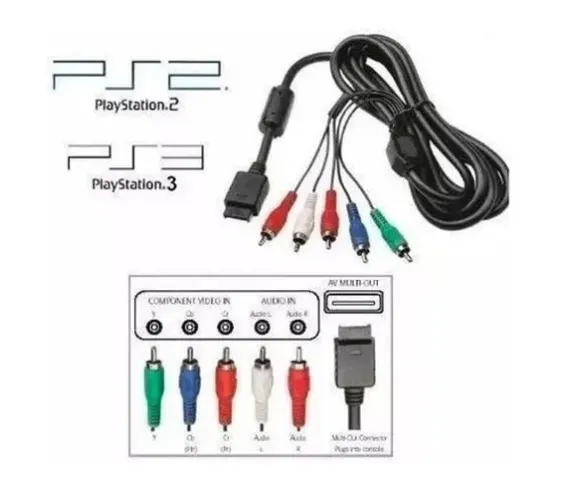 Cabo Video Componente Ps2 Ps3 Ponta Prata Alta Definição