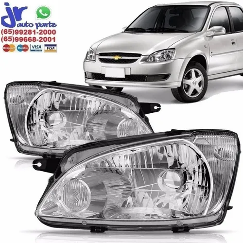 Par Farol Corsa Classic 2010 2011 2012 2013 2014 2015 2016 Máscara Cromada Foco Simples