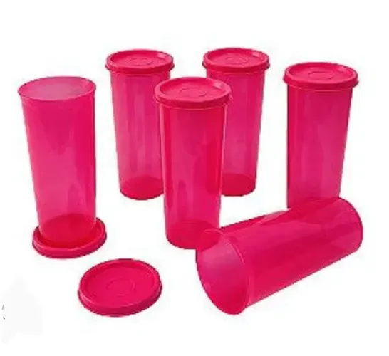 Conjunto com 6 copos com tampa Rosa pink de 300ml da Tupperware lacrados