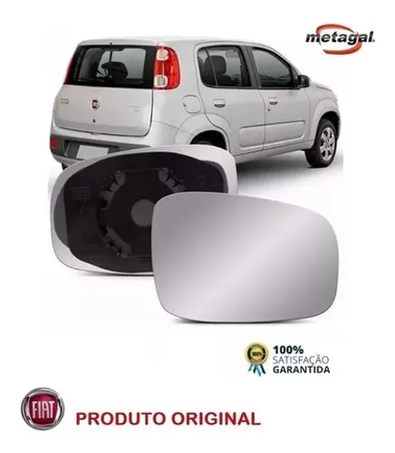 Lente Retrovisor Fitat Uno Novo 2011 à 2022 - Direito - Lente C/ Placa - Metagal 