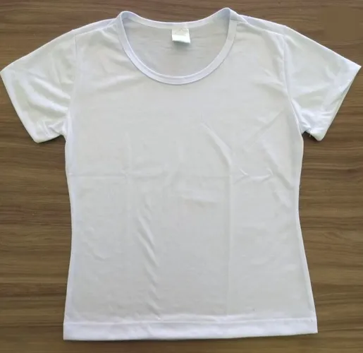 Camiseta Feminina Branca Básica Baby-Look Lisa Poliéster P ao GG