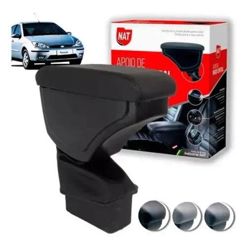Apoio de Braço Ford Focus 2001 à 2008 - Preto C/ Linha Prata - N300724