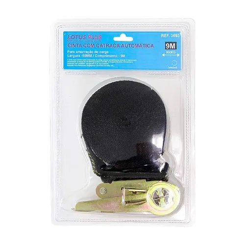 Cinta com Catraca Automática para Amarração de Carga 800Kg x 9 Metros x 50mm Lotus 3693