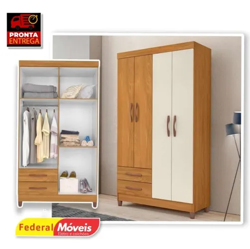 Guarda Roupas Âmbar 4 Portas 2G - Fazemos entrega - Novo na caixa