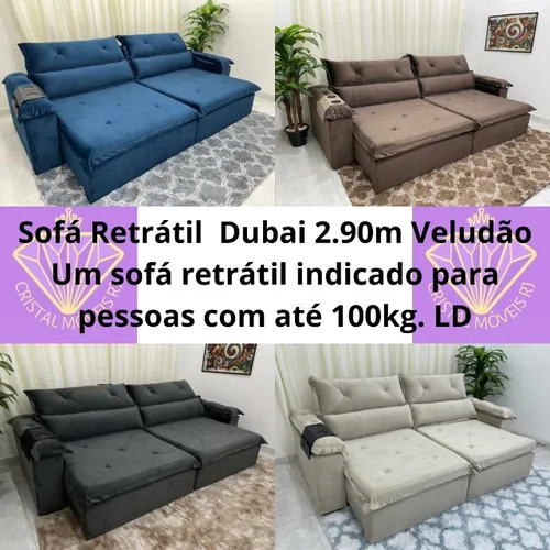 Sofá Retrátil Dubai 2.90m Veludão LD