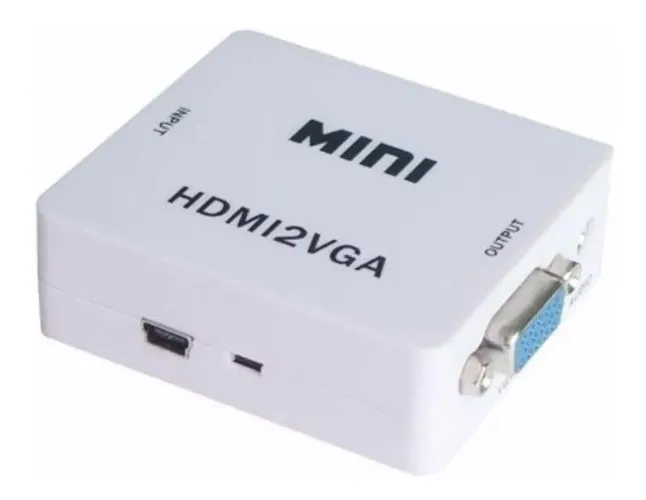 Mini Adaptador Conversor Hdmi P/ Vga Transmite Áudio E Vídeo